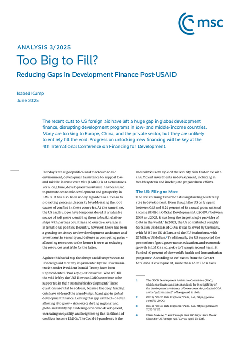 Too Big to Fill? Reducing Gaps in Development Finance Post-USAID