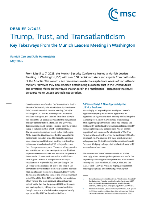 Trump, Trust, and Transatlanticism – Key Takeaways From the Munich Leaders Meeting in Washington